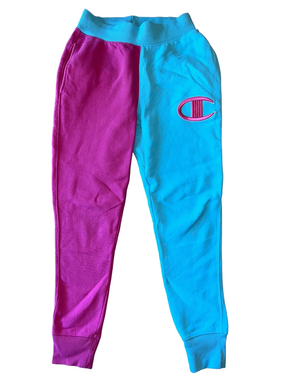 Champion Reverse Weave Color Block Joggers Sweatpants Pink/Blue Size Small